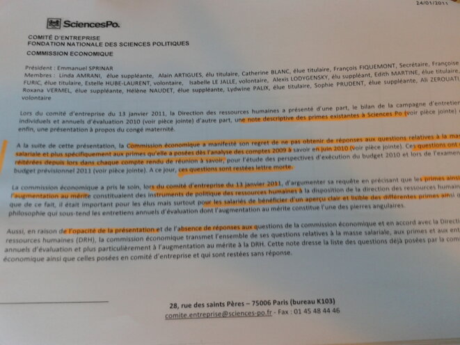 Extrait du procès verbal de réunion du Comité d'entreprise du 10 février 2011. Extrait du procès verbal de réunion du Comité d'entreprise du 10 février 2011.